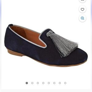 Silvia Cobos Suede Leather Navy Gray Tassel Loafers for Women Multiple Sizes